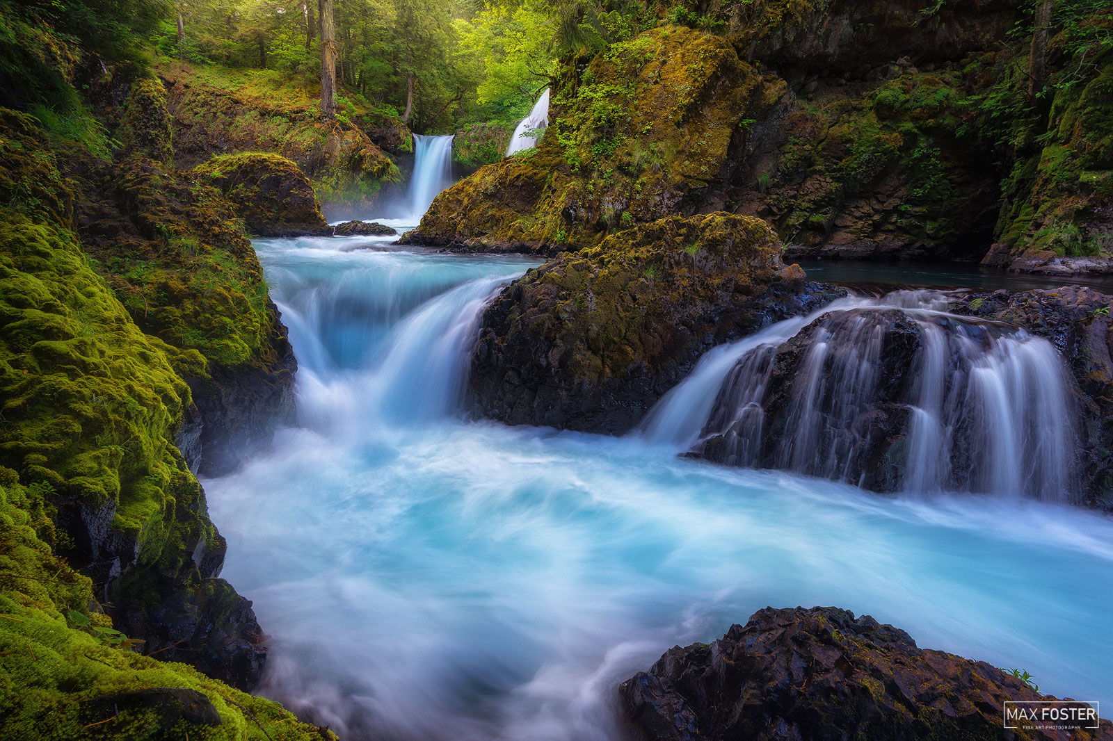 Refresh your space with Aquamarine Dream, Max Foster's limited edition photography print of Spirit Falls in the Columbia River...