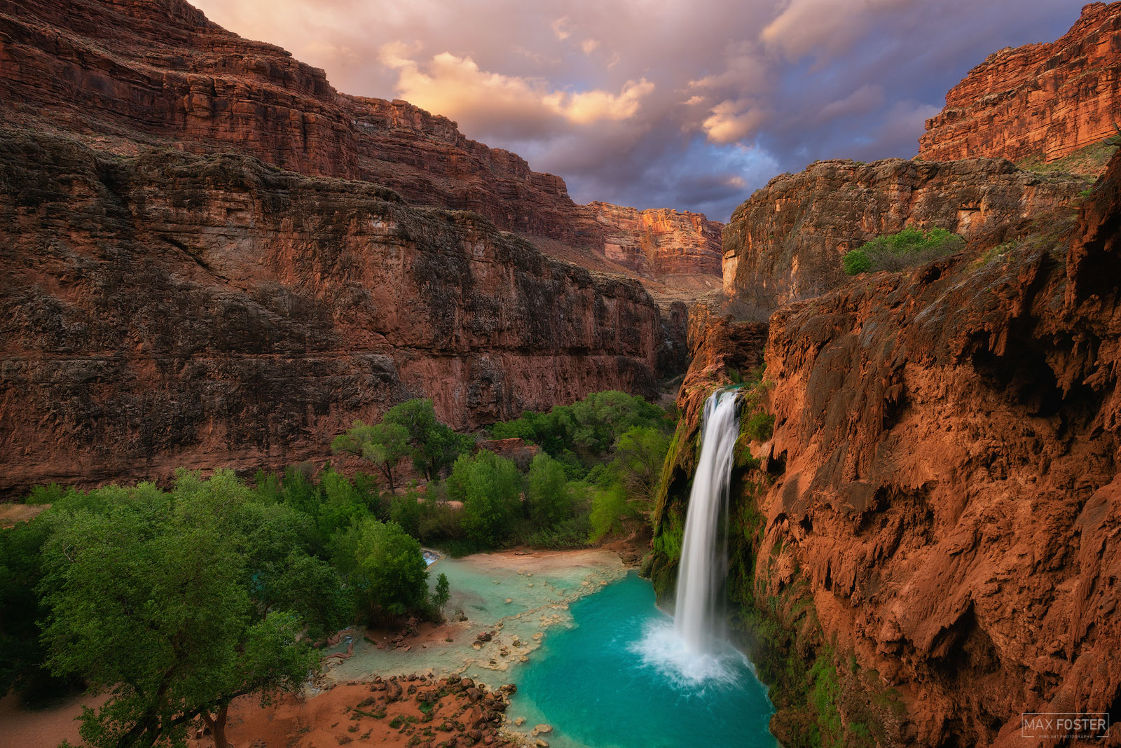 Elevate your space with Garden of Eden, Max Foster's limited edition photography print of Havasu Falls from his Grand Canyon...