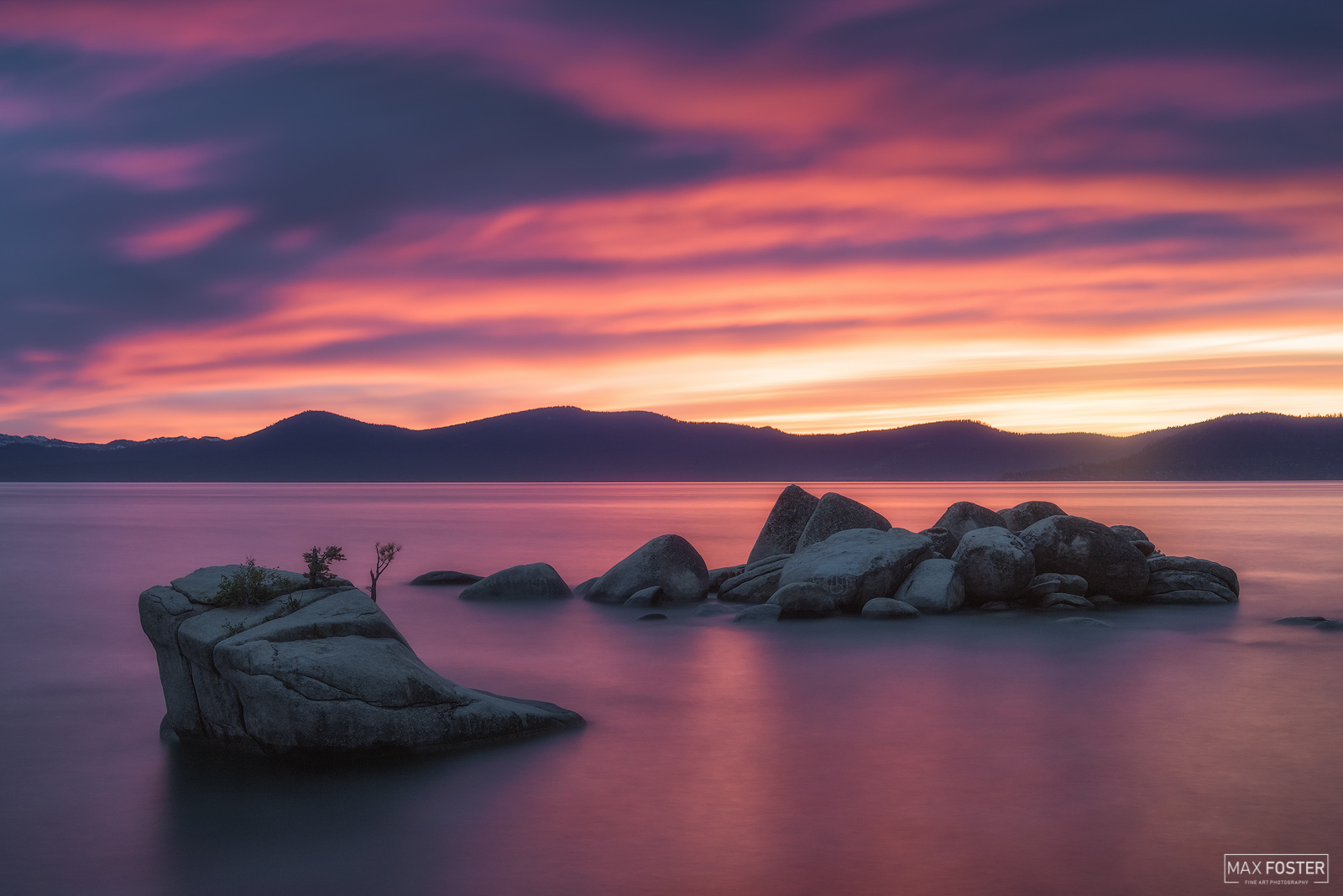 Elevate your space with Pretty In Pink, Max Foster's limited edition photography print of Lake Tahoe, Nevada from his Water gallery...