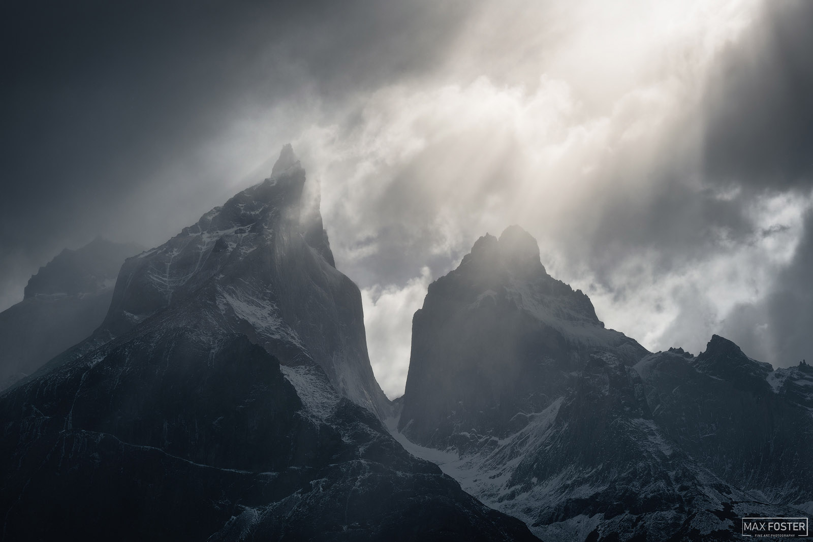 Immerse yourself in beauty with The Showdown, Max Foster's limited edition photographic print of Los Cuernos in Torres Del Paine...