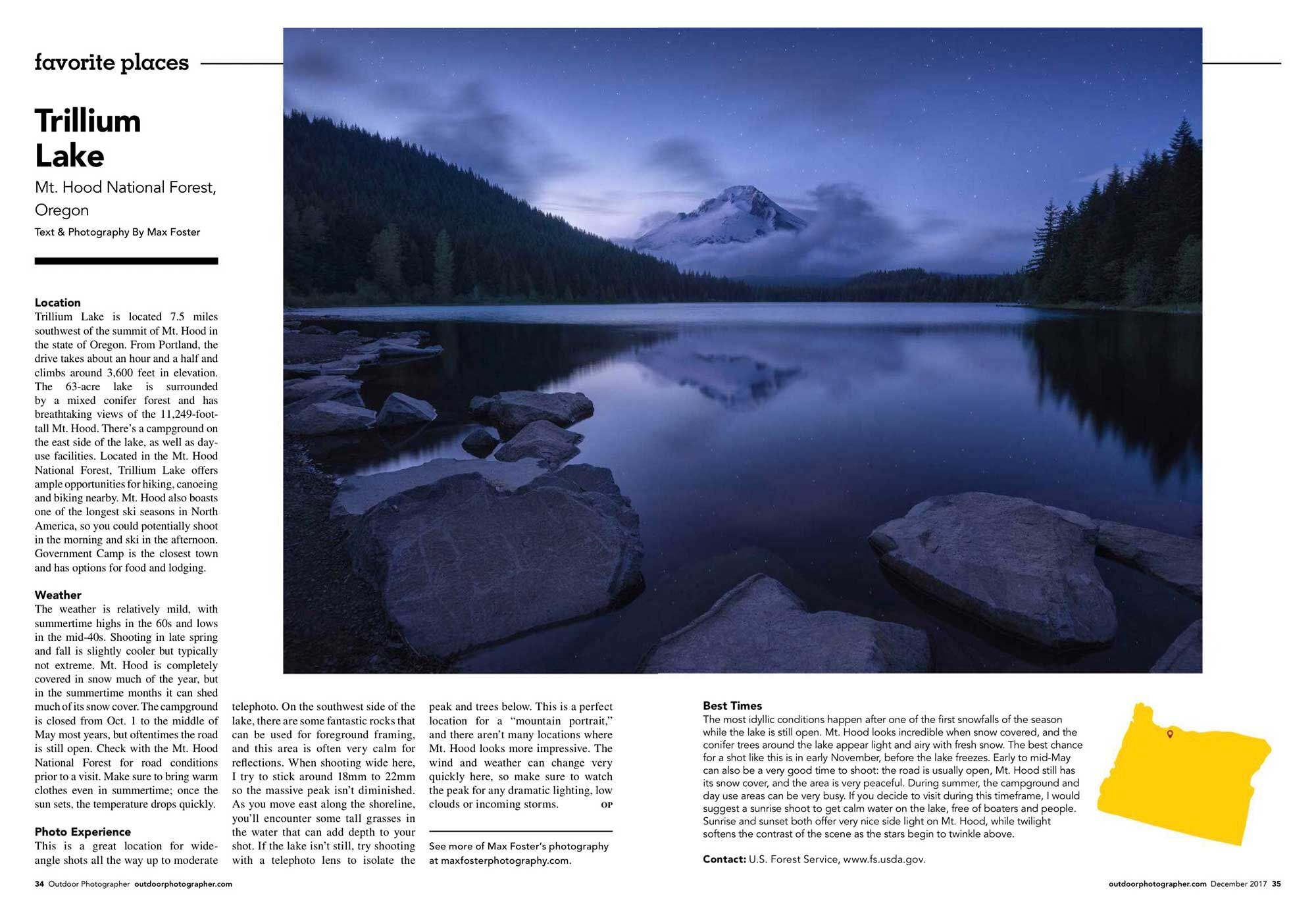 Trillium Twilight by Max Foster | As Seen in Outdoor Photographer  Magazine | December 2017