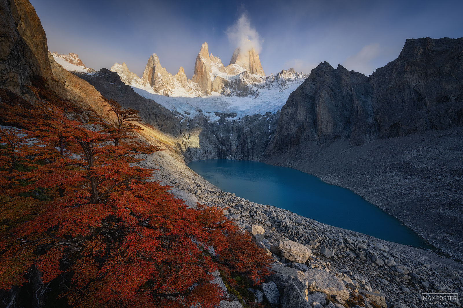 Enhance your home with Vivid Reminiscence, Max Foster's limited edition photographic print of Mount Fitz Roy in Los Glaciares...