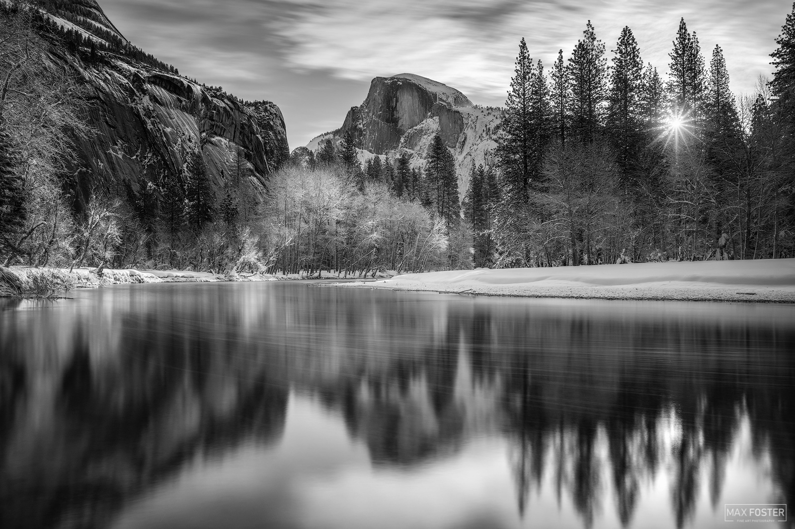 Elevate your space with Winter Solstice Monochrome, Max Foster's limited edition photography print of Half Dome in Yosemite National...
